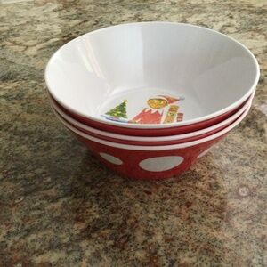 3 Potterybarn kids plastic elf bowls.  Like new!